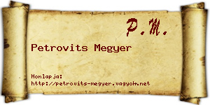 Petrovits Megyer névjegykártya